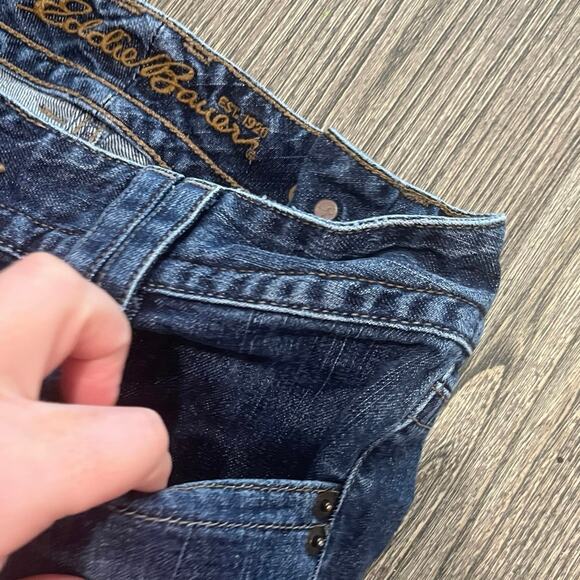 Eddie Bauer Bootcut Jeans Mid Rise Denim Cotton Blend Dark Wash Blue Size 8R - Picture 4 of 11